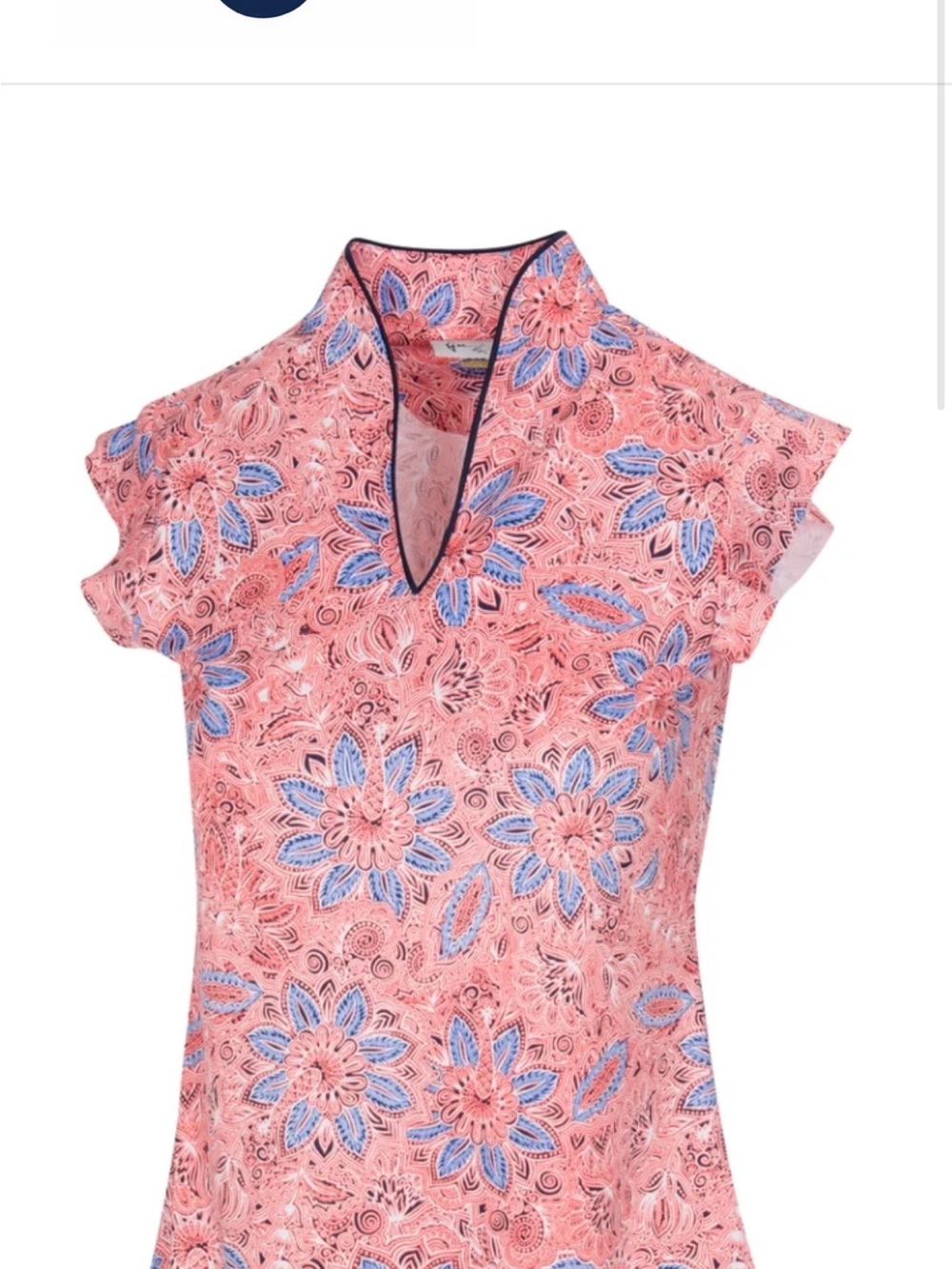 Greg Norman women’s golf perch cap sleeve polo size medium clementine floral